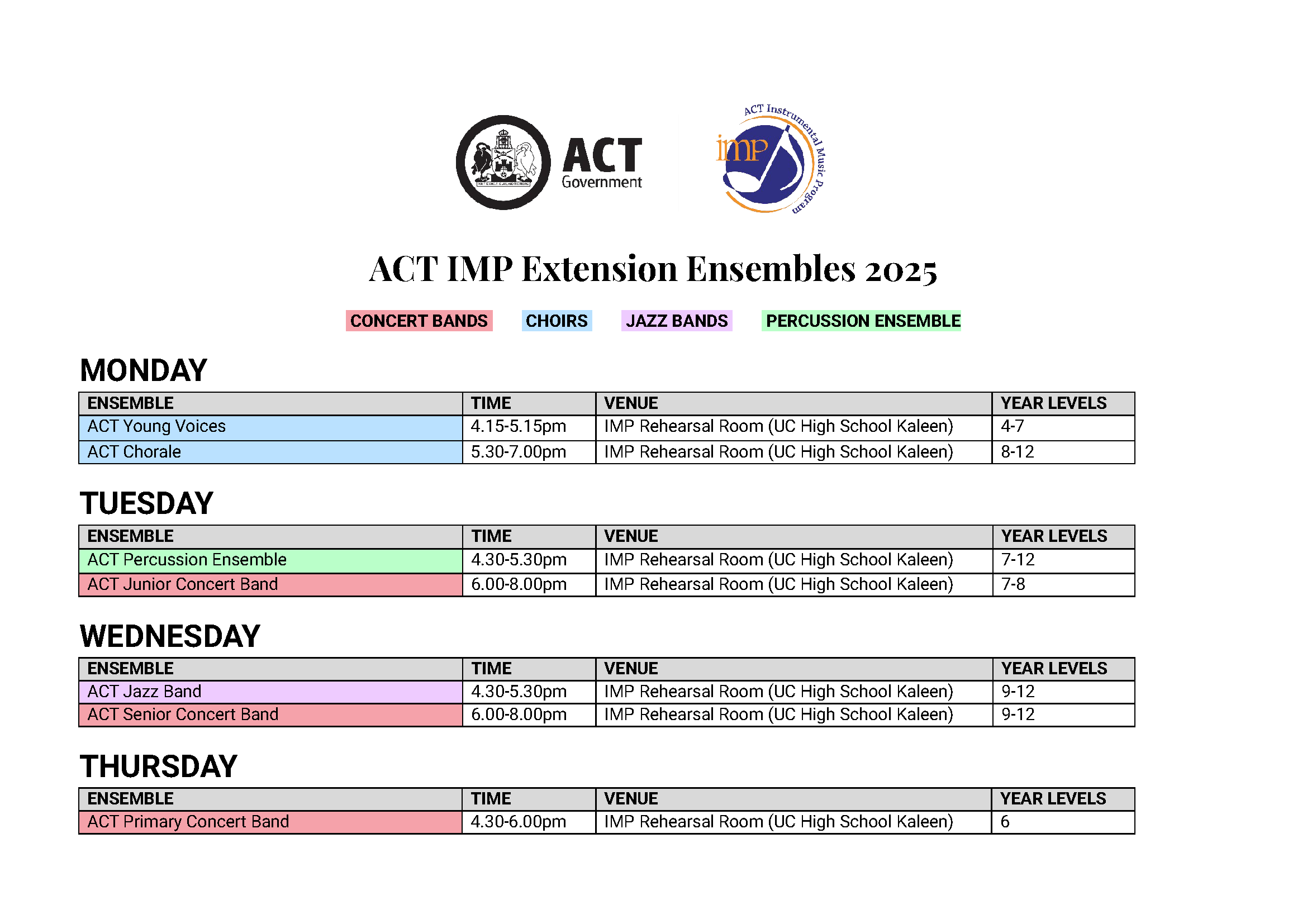 2025 Schedule